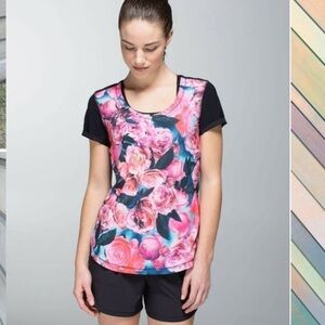 Lululemon Lighten up top in rose prints J125